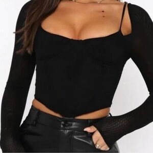 White Fox Boutique Black Fitted Crop Bodysuit